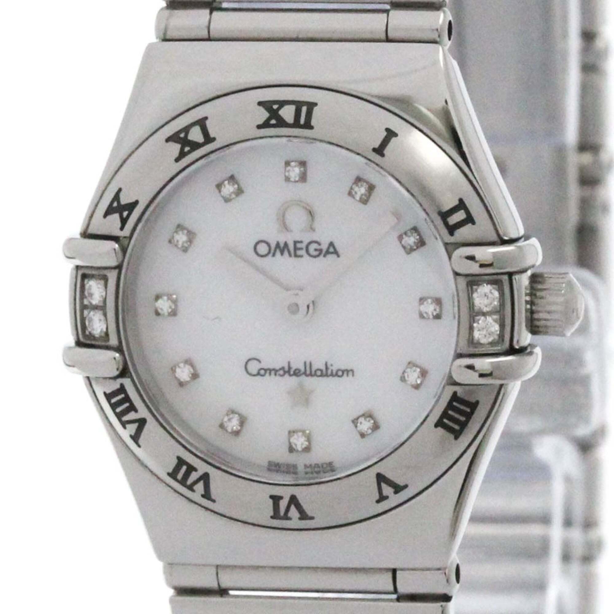 Omega Constellation Diamond Mop Dial Steel Quartz Ladies Watch 156676 Polished